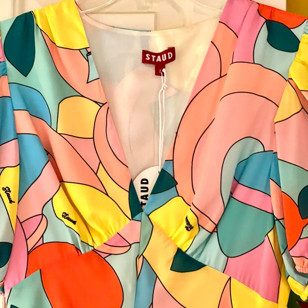 πΊπHPππΊ NWT Staud Milla Mini Dress Citrus Kaleidoscope - Picture 8 of 16